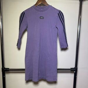 Adidas Lilac Dress with Black Sleeve Stripes